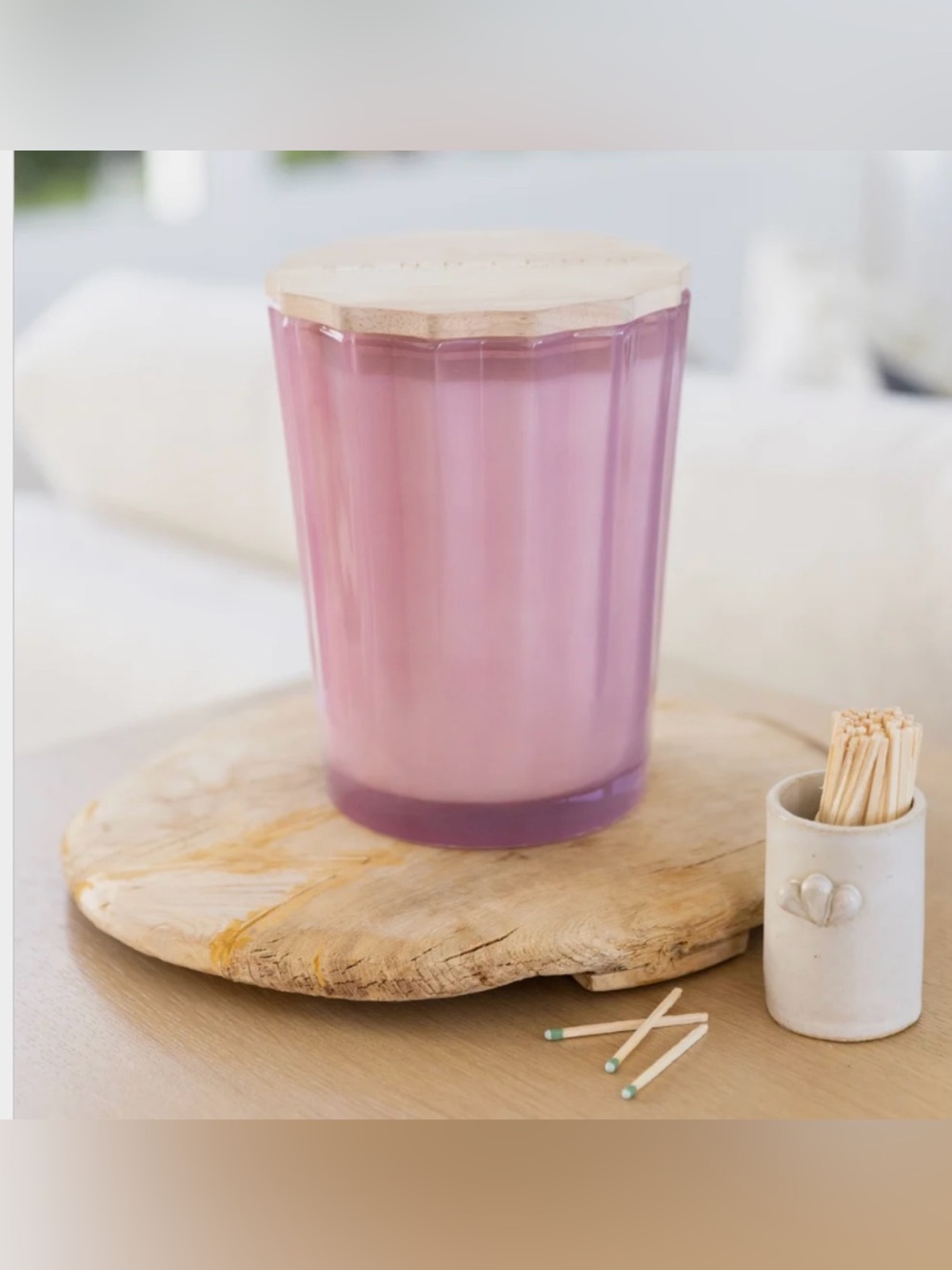 Sand + Fog Glass Candle Jar with Bamboo Lid Island Blossom